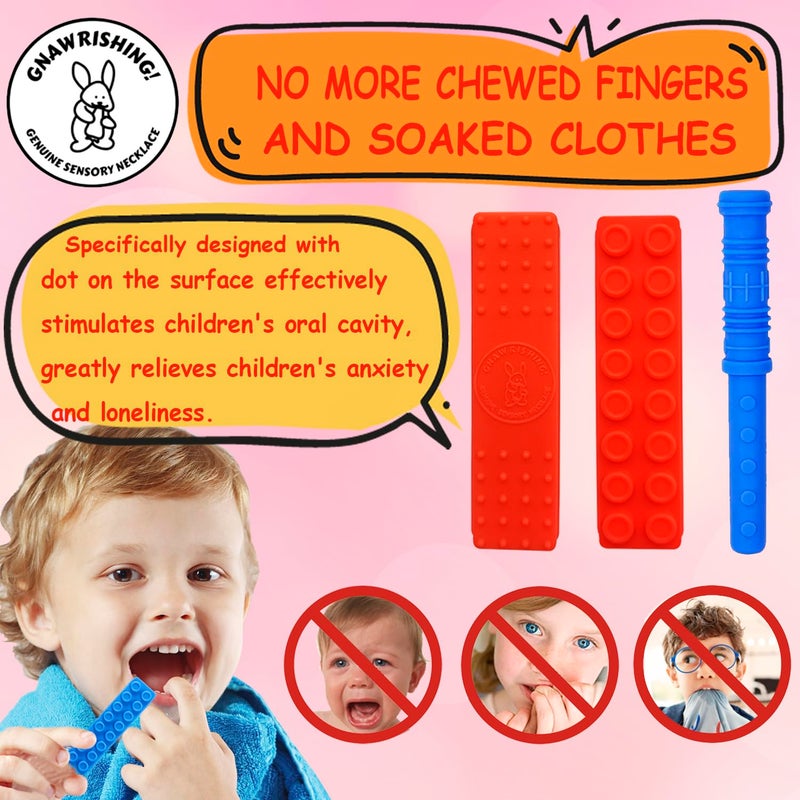 GNAWRISHING Chew Necklace by GNAWRISHING 6-Pieces Perfect for Autistic, ADHD, SPD, Oral Motor Children, Kids, Boys, and Girls (Tough, Long-Lasting) - Image 3